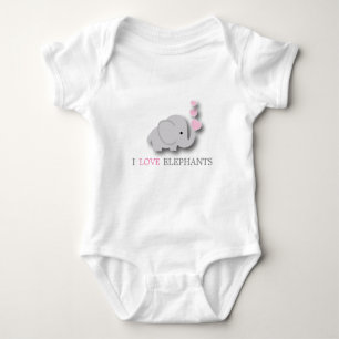 Rosa och Grått Baby Elephant Tee Shirt
