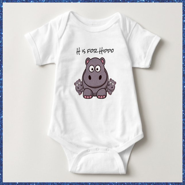 Rosa och Grått Baby Hippo T Shirt (Skapare uppladdad)