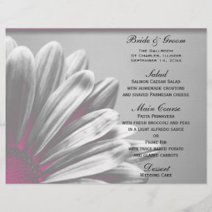 Rosa och Grått Blommigt Högdager Bröllop Menu