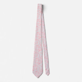 Rosa och Grått Blommigt Ro Mönster Neck Tie Slips