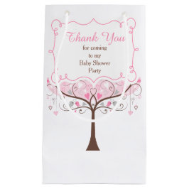 Rosa och Grått Blommigt Tack Bird Baby Shower