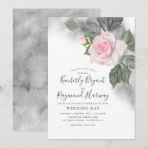 Rosa och Grått Blommigt Vattenfärg Elegant bröllop