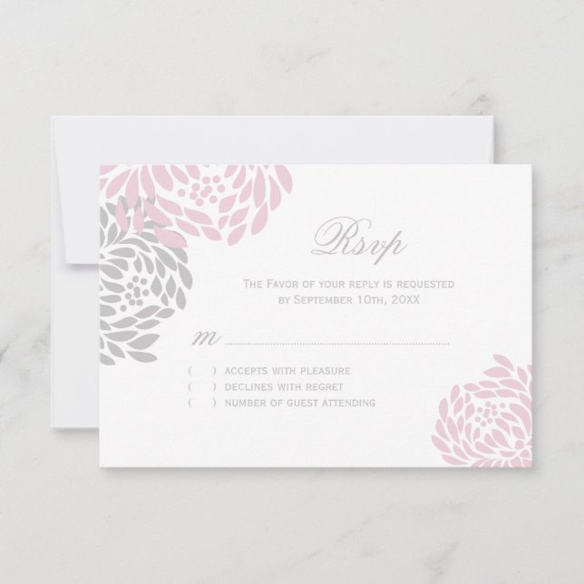 Rosa- och Grått-Bröllop OSA Kort (Framsida)