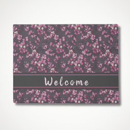 Rosa och Grått Cherry Blommar Välkommen Doormat