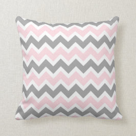 Rosa och Grått Chevron, modern kudde av soffa