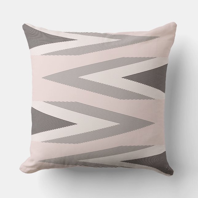 rosa och Grått Chevron Mönster Kudde (Framsida)