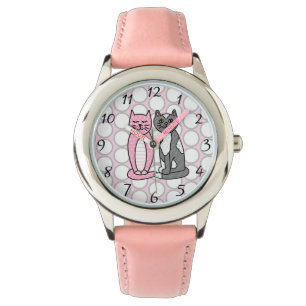 Rosa och Grått Cudely Cute Kattunge Armbandsur