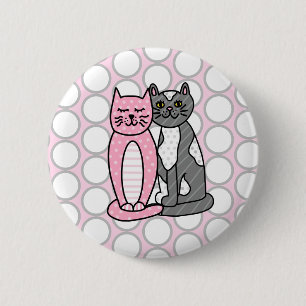 Rosa och Grått Cudely Cute Kattunge Knapp