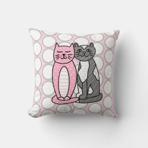 Rosa och Grått Cudely Cute Kattunge Kudde