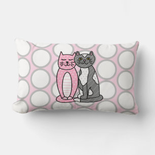 Rosa och Grått Cudely Cute Kattunge Lumbarkudde