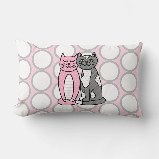 Rosa och Grått Cudely Cute Kattunge Lumbarkudde (Framsida)