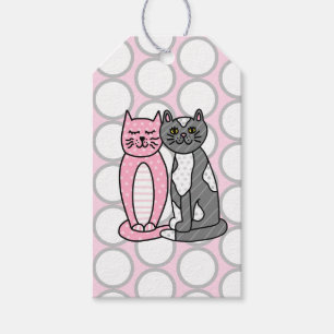 Rosa och Grått Cudely Cute Kattunge till och från Presentetikett