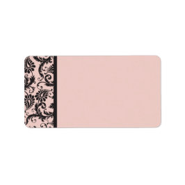  Rosa och Grått Damask-adressetikett tom Adressetikett