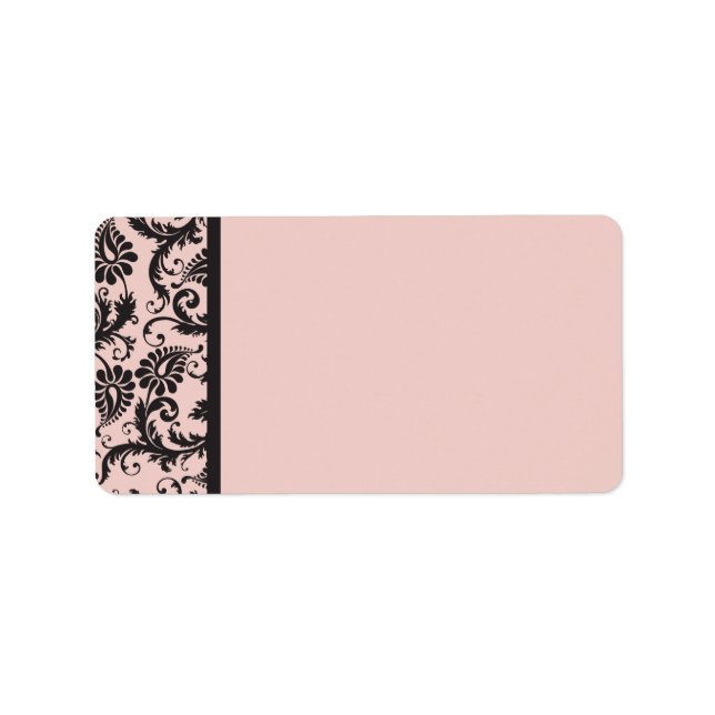  Rosa och Grått Damask-adressetikett tom Adressetikett (Framsidan)