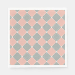Rosa och Grått Diamond Check Mönster Pappersservett