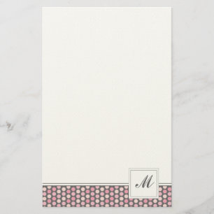 Rosa och Grått Dots Mönster Stationery Brevpapper