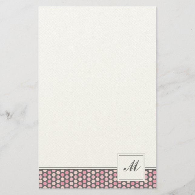 Rosa och Grått Dots Mönster Stationery Brevpapper (Framsida)