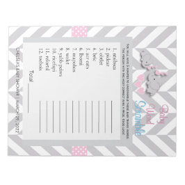 Rosa och Grått Elephant Baby Shower Game Anteckningsblock