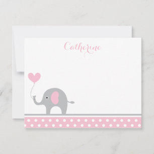 Rosa och Grått Elephant Heart - tack för ditt kort