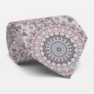 Rosa och Grått Feminine Medallion Mönster Slips