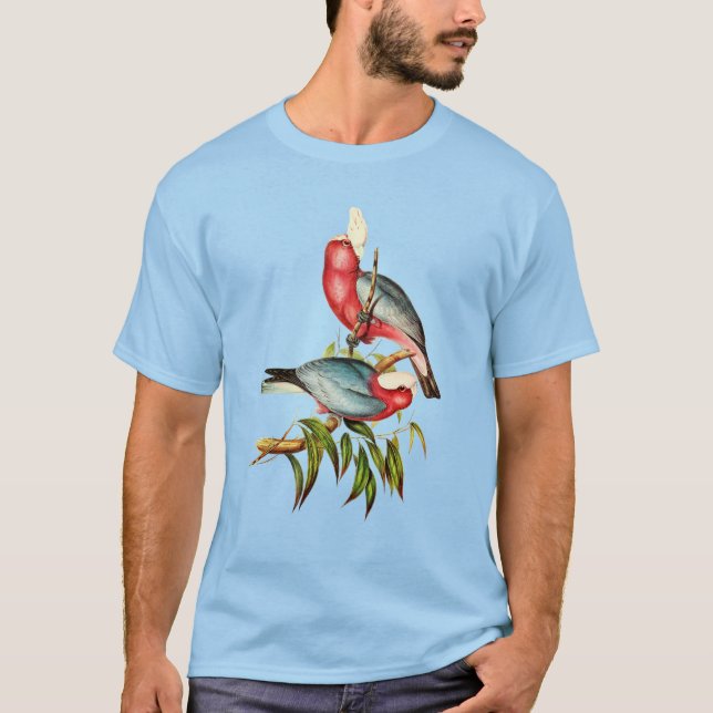 Rosa och Grått Galah Australian Bird Illustration T Shirt (Framsida)