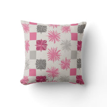 Rosa och Grått Geometric Starburst Cushion