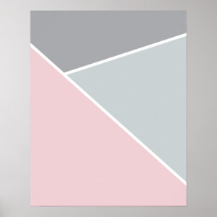 Rosa och Grått Geometriskt Poster