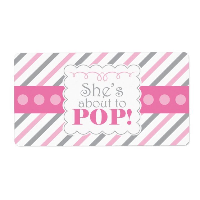 Rosa och Grått Hon är på väg till POP-Vattenflaska Fraktsedel (Framsidan)