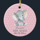 Rosa och Grått hos flicka Elephant Baby Shower Julgransprydnad Keramik<br><div class="desc">Girl Elephant Baby Shower Rosa and Grått Ceramic Ornament</div>