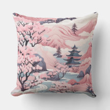 Rosa och Grått japansk Dekorativ kudde