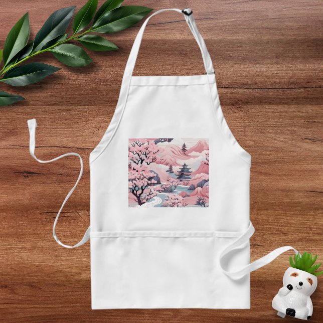 Rosa och Grått japansk naturvetenskap Apron Förkläde (Skapare uppladdad)
