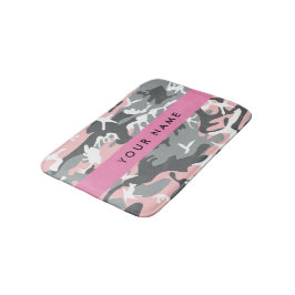 Rosa och Grått-kamouflage Ditt namn anpassar sig Badrumsmatta