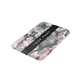 Rosa och Grått-kamouflage Ditt namn anpassar sig Badrumsmatta