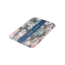 Rosa och Grått-kamouflage Ditt namn anpassar sig Badrumsmatta