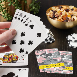 Rosa och Grått-kamouflage Ditt namn anpassar sig Casinokort