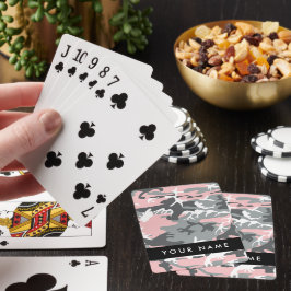 Rosa och Grått-kamouflage Ditt namn anpassar sig Casinokort