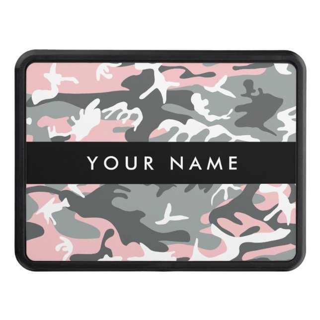 Rosa och Grått-kamouflage Ditt namn anpassar sig Dragkroksskydd (Framsidan)