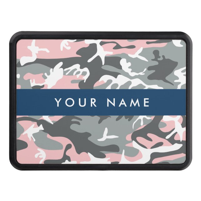 Rosa och Grått-kamouflage Ditt namn anpassar sig Dragkroksskydd (Framsidan)