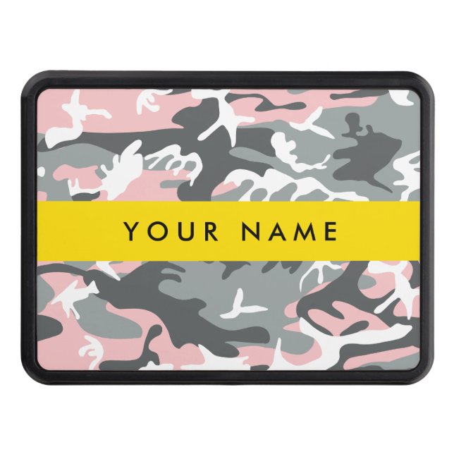 Rosa och Grått-kamouflage Ditt namn anpassar sig Dragkroksskydd (Framsidan)