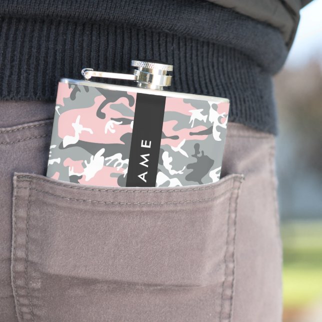 Rosa och Grått-kamouflage Ditt namn anpassar sig Fickplunta (In Situ)