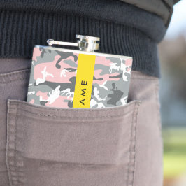 Rosa och Grått-kamouflage Ditt namn anpassar sig Fickplunta