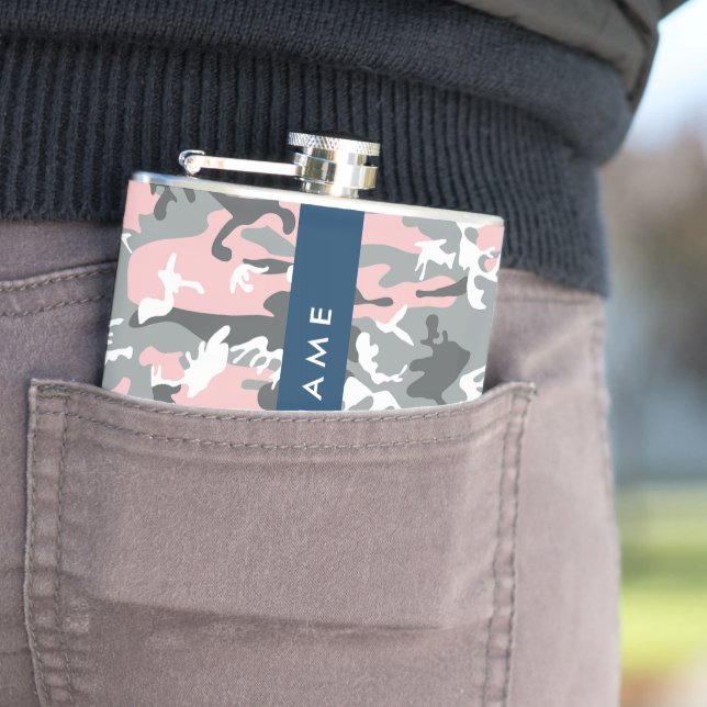 Rosa och Grått-kamouflage Ditt namn anpassar sig Fickplunta (In Situ)