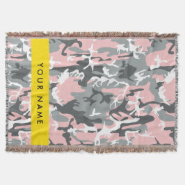 Rosa och Grått-kamouflage Ditt namn anpassar sig Filt