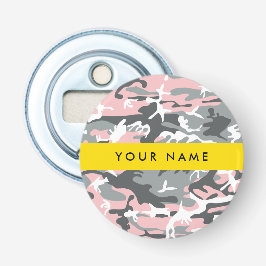 Rosa och Grått-kamouflage Ditt namn anpassar sig Flasköppnare