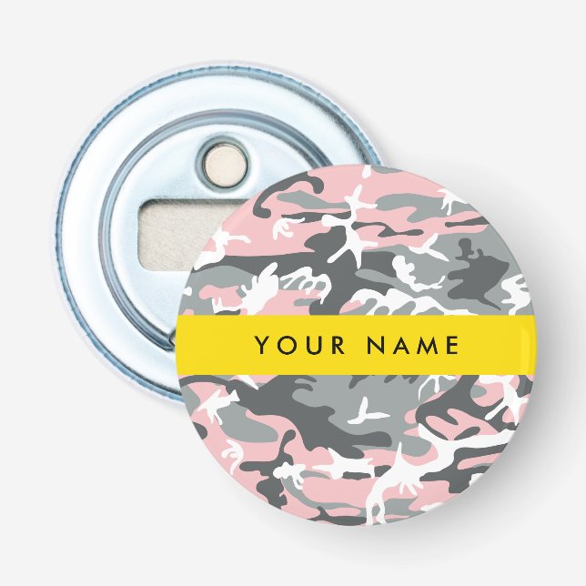 Rosa och Grått-kamouflage Ditt namn anpassar sig Flasköppnare (Framsidan)