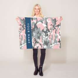 Rosa och Grått-kamouflage Ditt namn anpassar sig Fleecefilt