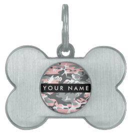 Rosa och Grått-kamouflage Ditt namn anpassar sig ID-bricka Husdjur