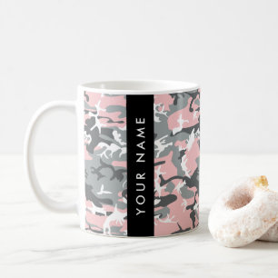 Rosa och Grått-kamouflage Ditt namn anpassar sig Kaffemugg