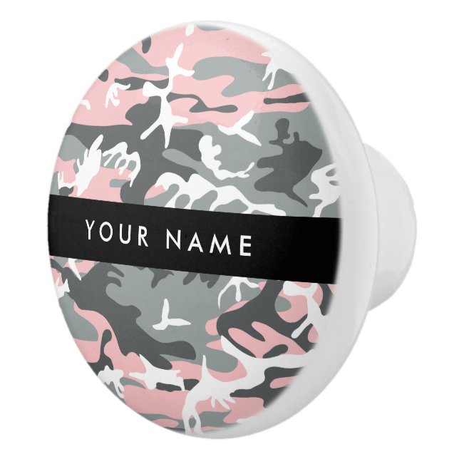 Rosa och Grått-kamouflage Ditt namn anpassar sig Knopp (Höger)