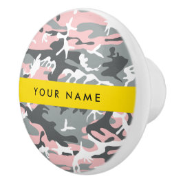 Rosa och Grått-kamouflage Ditt namn anpassar sig Knopp